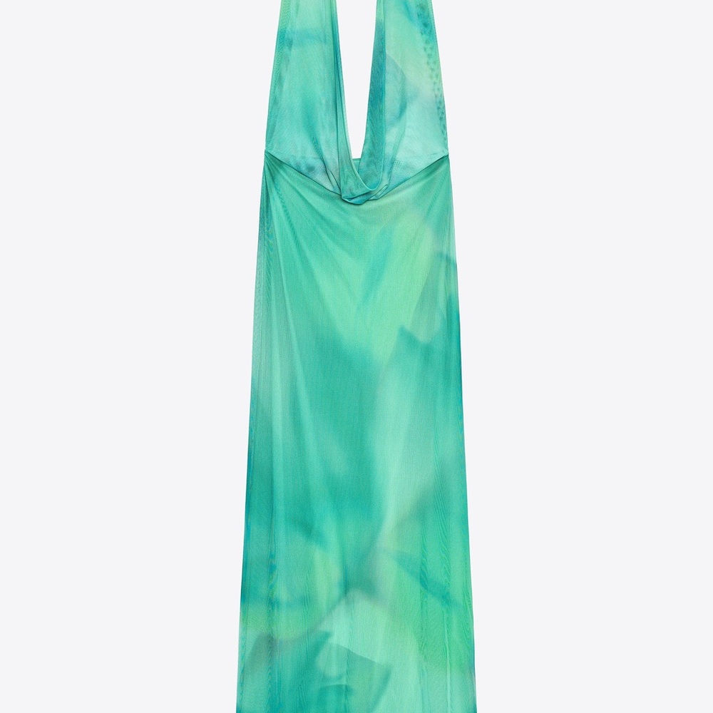 Zara Plunge Mesh Maxi Dress